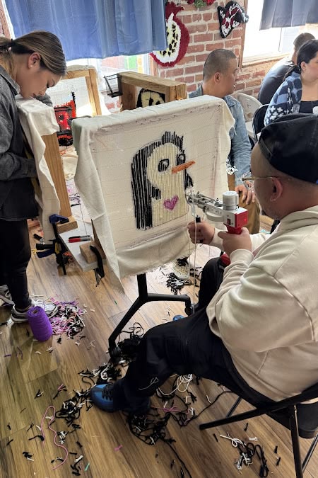 NYC local trying tufting workshop for the first time