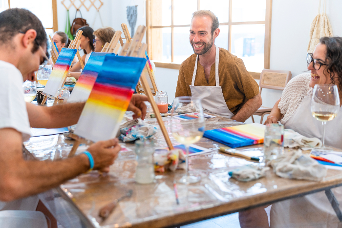 Employees enjoying a creative reset after an NYC office move.