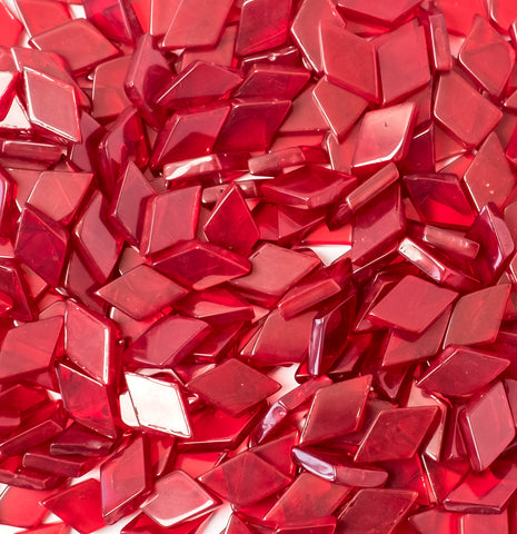 Red Glass Mosaic Tiles for Crafts | Diamond Shape