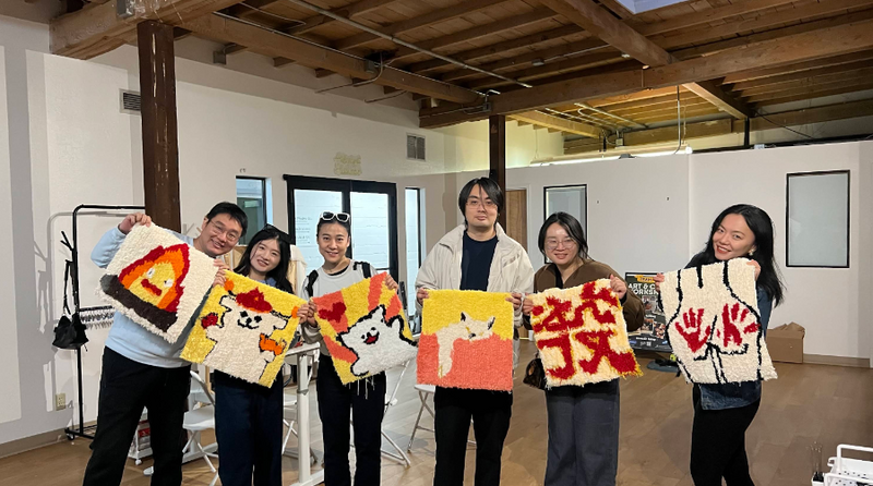 Team building tufting workshop in bay area studio