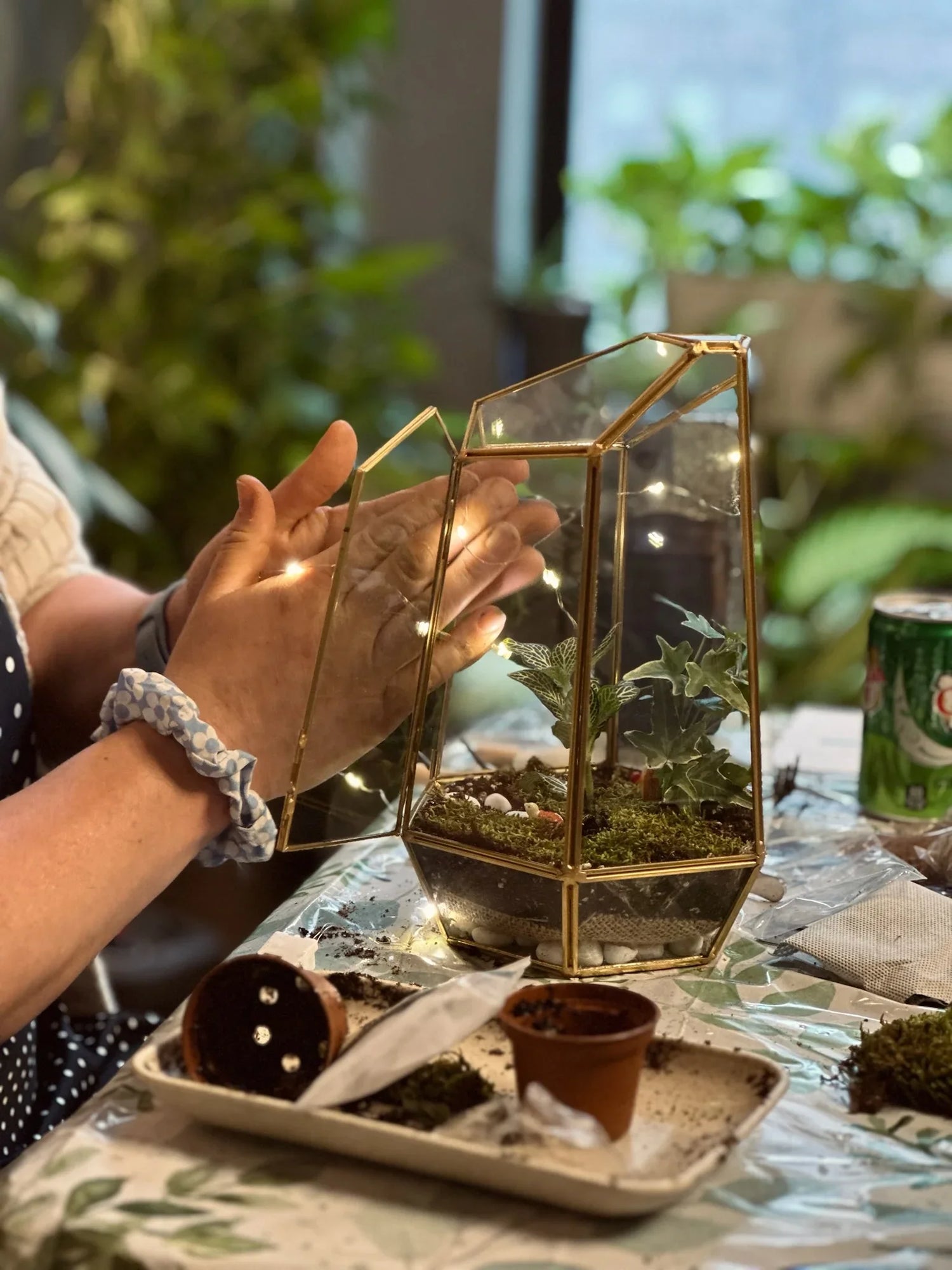 Arts & Craft Class NYC, birthday party activity, fancy date idea, team building nyc, Sip & Make a Terrarium - KraftStories