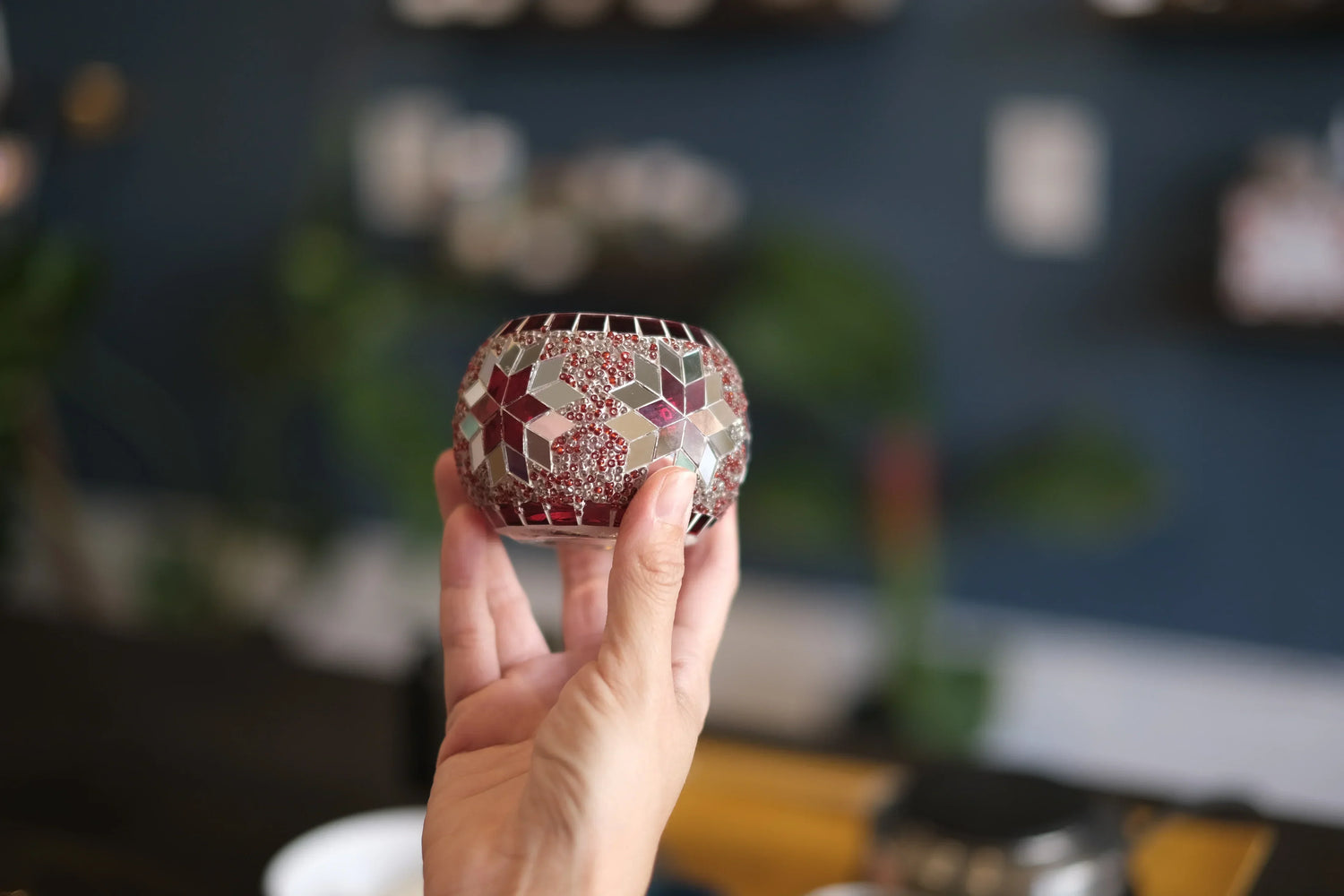 Turkish mosaic candle holders with hand-poured soy candles made in Austin, Texas
