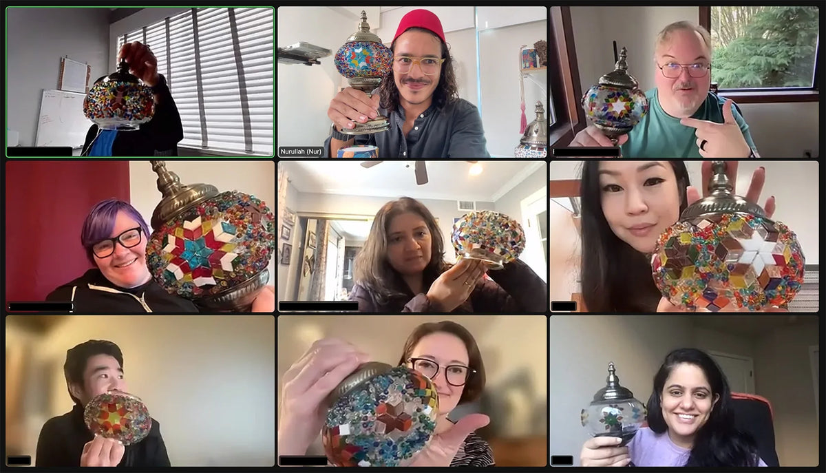 Virtual team building event, Online Turkish Mosaic Lamp Workshop - KraftStories