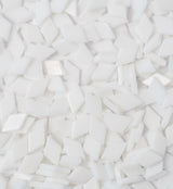 White glass mosaic tiles for crafts, featuring diamond shapes.