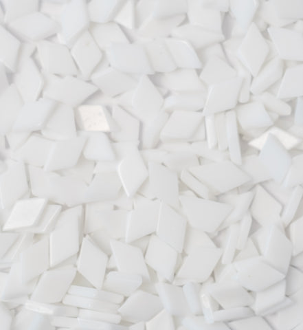 White Glass Mosaic Tiles for Crafts | Diamond Shape