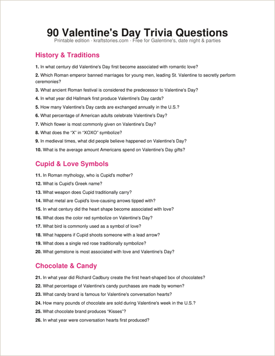 Printable holiday trivia PDF — first page preview