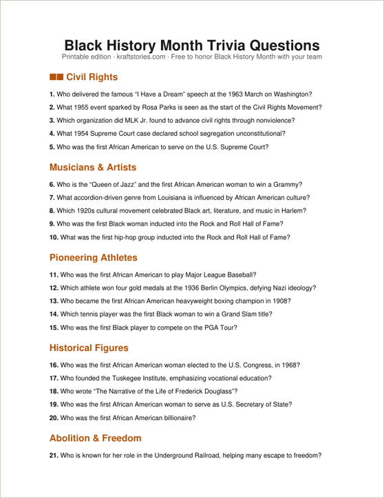 Printable holiday trivia PDF — first page preview